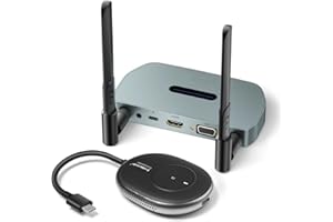 Lemorele Wireless USB C Transmitter and Receiver Kit, 5G Wireless HDMI Transmitter with USB-C Port, Plug and Play for Streami