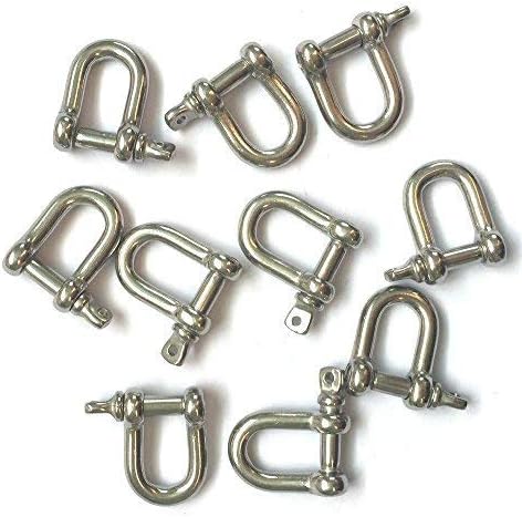 Stainless Steel Mini D Shaped Bow Shackle, 3mm, Silver Color,for Paracord Jewelry, Marine Tackle-10 Pcs