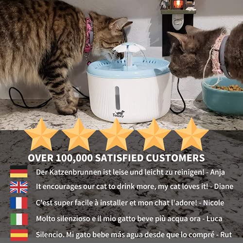 Toozey Cat Water Fountain, 2L Water Fountain for Cats, Automatic Quiet