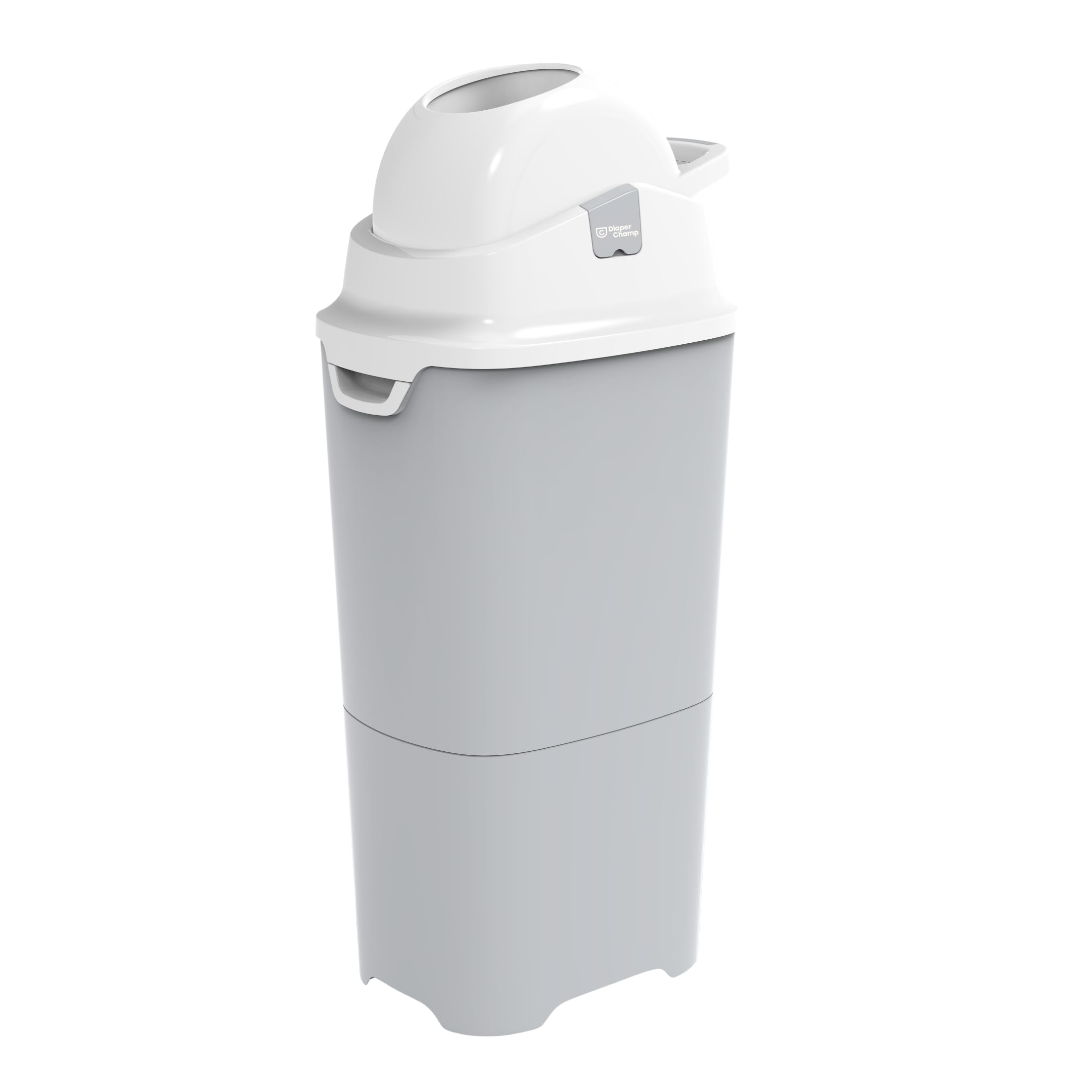 DIAPER CHAMP ONE MAXI Windeleimer - geruchsdicht - OHNE Nachfüllkassetten - funktioniert mit normalen herkömmlichen Tüten/Müllbeutel - für ca. 60 Windeln - silber/weiß