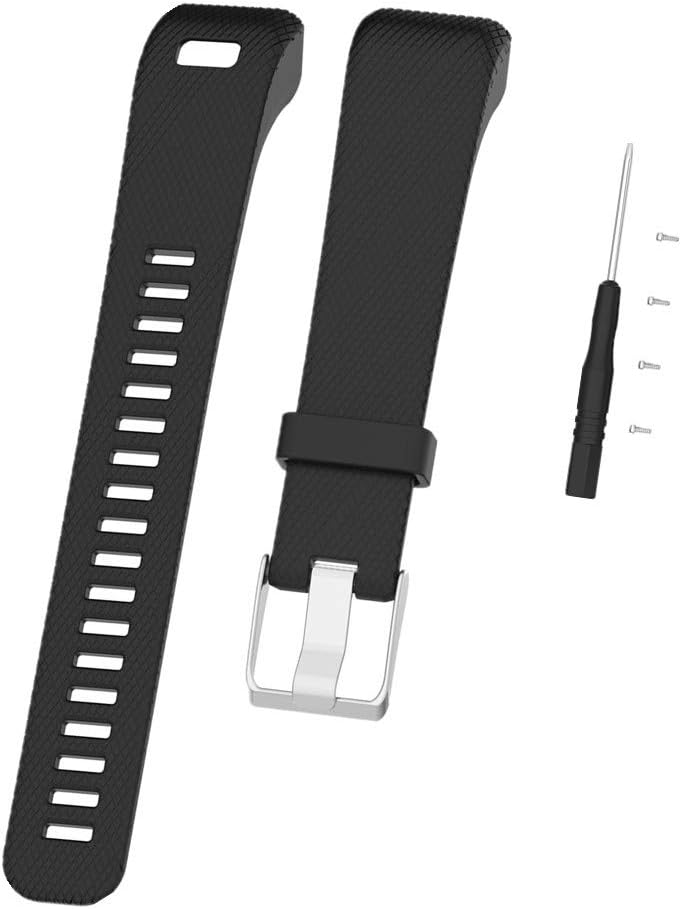 Huwokxix Watch Strap compatible with Garmin vivosmart HR+,Adjustable Silicone Sports Strap Replacement Band for Garmin Approach X10/X40 (Black)