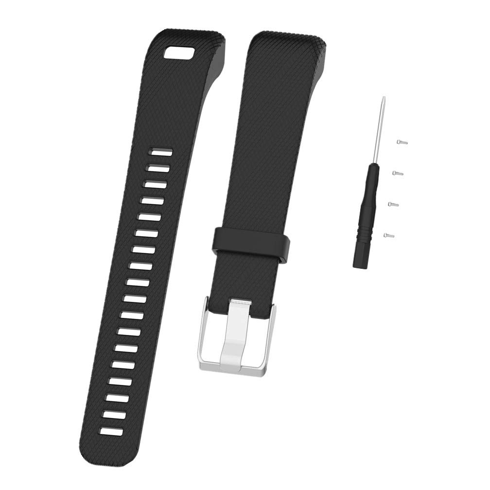 Huwokxix Watch Strap compatible with Garmin vivosmart HR+,Adjustable Silicone Sports Strap Replacement Band for Garmin Approach X10/X40 (Black)
