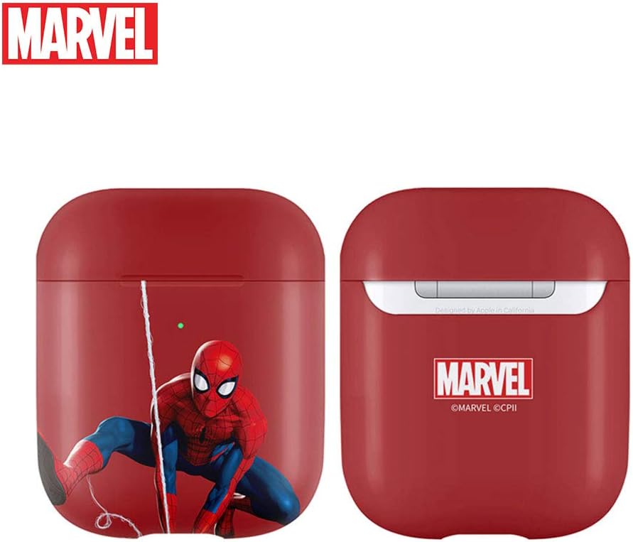 Marvel Plastic Airpods Case, Compatible with Apple Airpods 1 & 2, [Front LED Visible] (Action Cartoon Spiderman)
