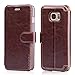 Belemay Compatible with Samsung Galaxy S7 Edge Case, Genuine Cowhide Leather Wallet Case, Protective Flip Folio Cover, Magnetic Closure, Kickstand Function, Card Holder Slots, Cash Pockets, Brown