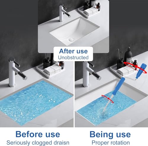 Set of 2 Professional Drain Unblocker 3 m & 0.6 m Unblocker Toilet Drain Unblocker Ferret Plumbing Unblocker Sink Unblocker Probe for Toilet Sink Drain