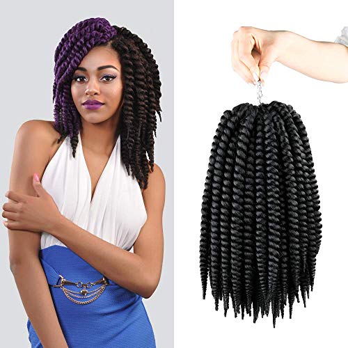 Authentic Synthetic Hair Crochet Braids Perfect 12" 2X Jumbo Senegalese Twist (Havana Mambo Twist Style) (9-Pack, 1B)