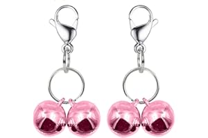IVIA PET4 Sets Cat Bell for Dog Collar Charm Training Pet Pendant Accessories with 2 Pack Stainless Steel Dog Tag Clips(2 Small Pink)