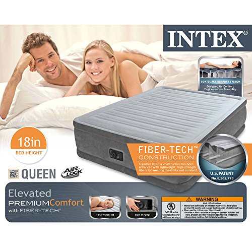 Intex Comfort Plush Elevated Dura-Beam Airbed, Bed Height 18
