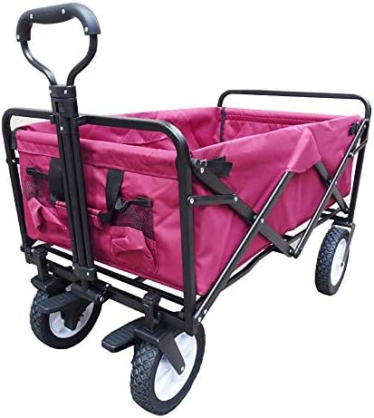 XUELIHUA Folding Beach Wagon Collapsible Sand Wagons With Wheels Push All Terrain Utility Removable 600D Oxford Capacity Sports Heavy Duty Garden Cart for Shopping Outdoors