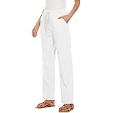YOCUR Womens Casual Elastic High Waisted Work Pants Cotton Straight Leg Drawstring Trousers