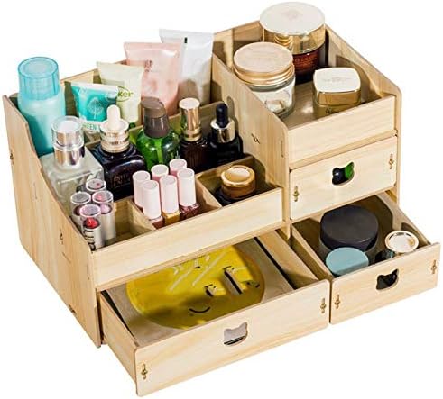 XIAOZHOU Cosmetic storage box 8 Styles Available Wooden Makeup Storage For Cosmetics Home Desk Make Up Drawer Organizer Eco-Friendly Storage Box For Jewelry Td11 Oak