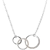 Designed By Stacey Handmade Three Interlocking Circles Necklace, 925 Sterling Silver Pendant Jewelry, Sentimental Gifts for Her, Birthday, Anniversary, Wedding, Christmas, 16 to 18" Adjustable Chain