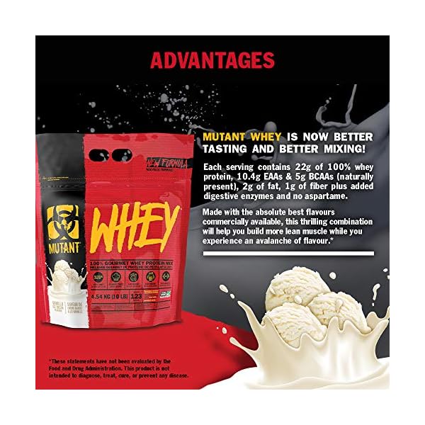 Mutant Whey – 100% Whey Protein Powder, Gourmet Taste, 22g of Protein, 10.4 g EAAs, 5 g BCAAs, Fast Absorbing, Easy Digesting -2.27 kg - Cookies and Cream