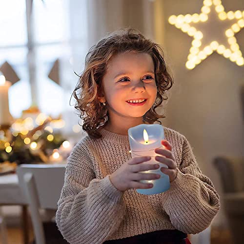 danip Sky Blue LED Flameless Candle with Embedded Starlight String, 3