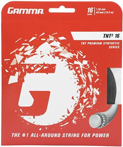 Gamma TNT2 Tennis Racket String Premium Synthetic Series- Enhances Playability, Durability And Control For All Playing Styles - 15L, 16, 17 or 18 Gauge (Black, Blue, Natural, Orange, Pink, Yellow)