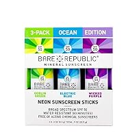 Bare Republic Mineral SPF 50 Neon Color Stick 3-Pack (Ocean)