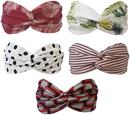 5 Pack Headbands for Women and Girl Headwrap Hair Bands Twisted Headband Criss Cross Head Wraps Bows Accessories