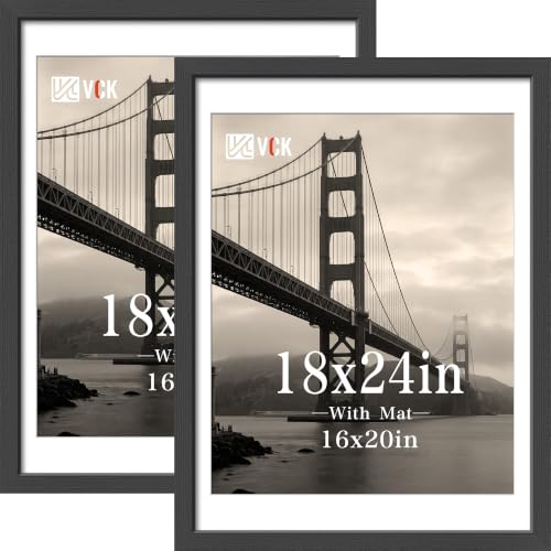 VCK 18x24 Poster Frame, Black Oak Wood with 16x20 Mat, 2 Pack, Wall Hanging at Amazon