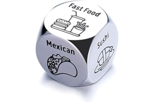 AROVENE Stocking Stuffers for Men Women Adults - Steel Food Decision Dice Funny Gifts for Him Her Couple Girlfriend Boyfriend Husband Wife Christmas Anniversary Valentines Birthday Wedding Fathers Day