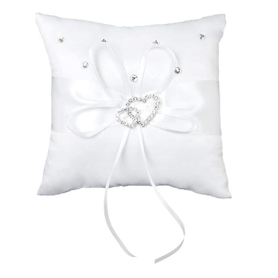 Aofocy Ring Pillow Wedding Ring Bearer Cushion White 15 Cm X 15 Cm