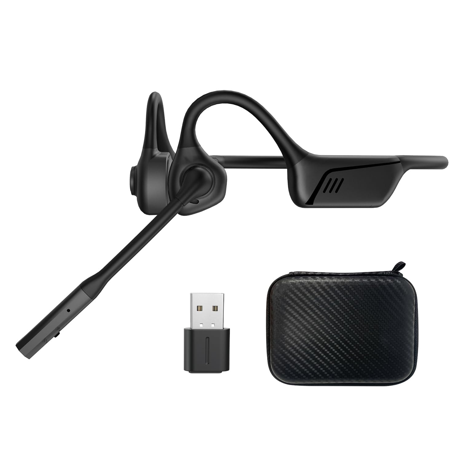 ZIOCOM Air Conduction Headphone, Open Ear Headphone with Mic and Noise Canceling, aptX-LL Bluetooth Wireless Headset with USB-A&C Dongle, Compatible with PC/Teaching/Meeting