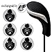 Andux Golf Hybrid Club Head Covers Set Of 4 Interchangeable No. Tag MT/HY06 (Black/silver)