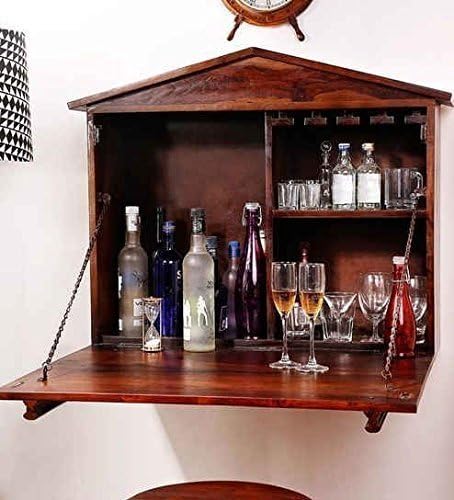 Aarsun Woods Wooden Bar Cabinet | Bar Furniture | Wine Rack | Wine Cabinet | Home Bar Furniture | Liquor Cabinet