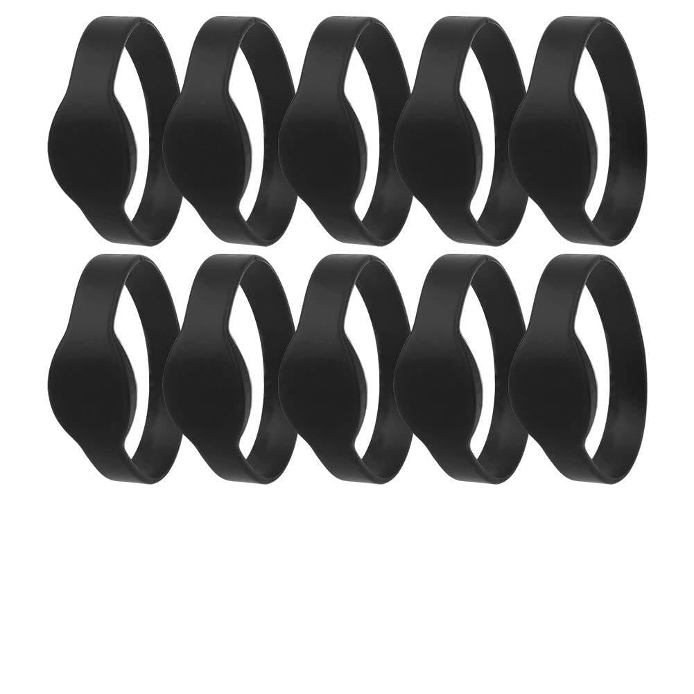 10pcs 125Khz RFID Wristband Silicone Bracelet IP68 Waterproof ID Card for Swimming Pool Sauna RoomBlack,Home Security Systems (Black)