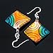 Sterling Silver Hand Painted Murano Glass Multi-Colored Art Circles Square Dangle Earrings 2?