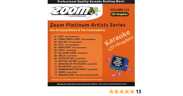 Zoom Karaoke Cd G Platinum Artists 121 Lionel Richie The Commodores By Zoom Karaoke Zoom Karaoke Amazon Es Cds Y Vinilos