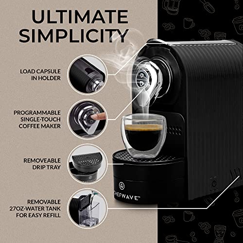 ChefWave Espresso Machine & Coffee Maker Compatible with Nespresso Original Capsules (Black