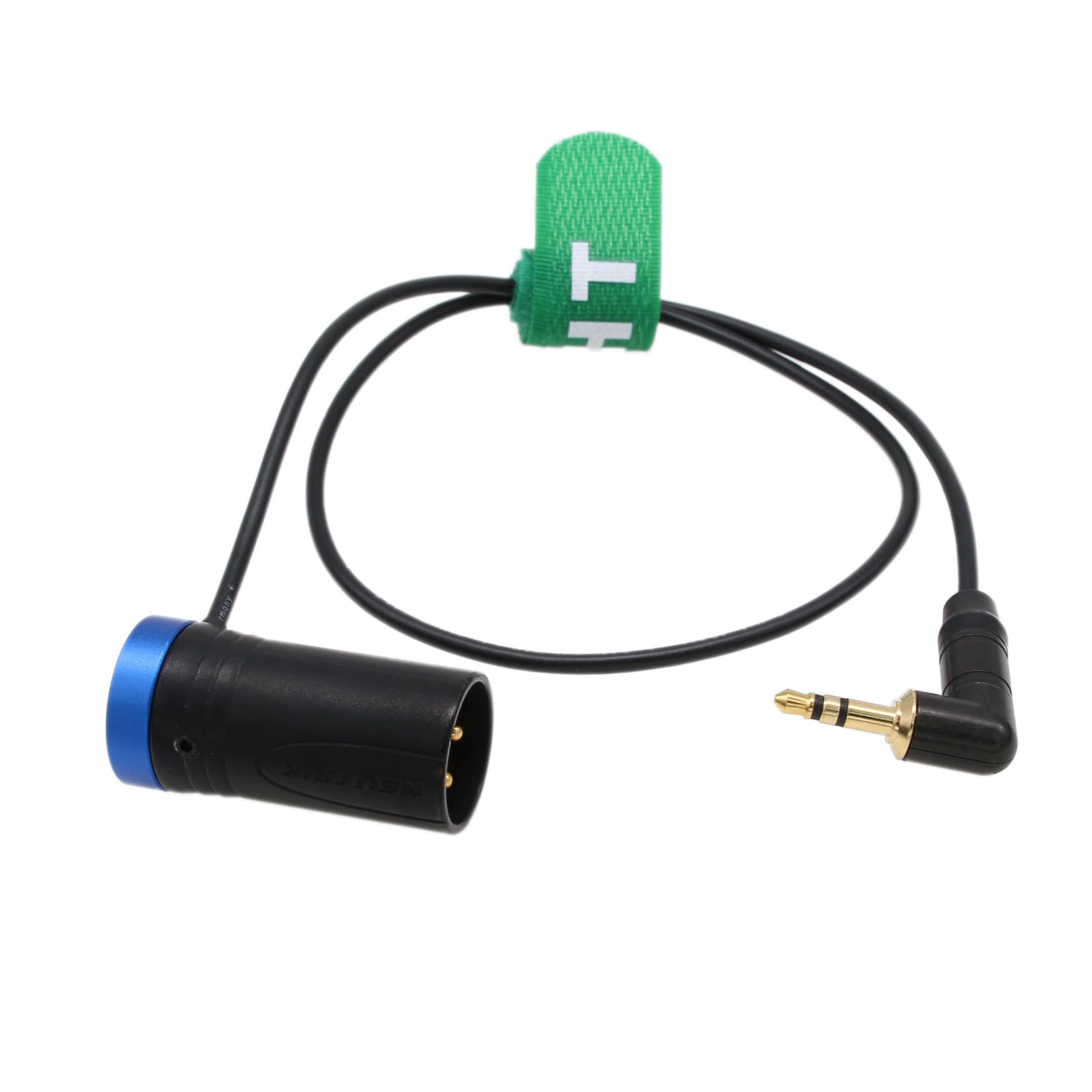 HangTon Balanced Audio Cable for Wireless Receiver Microphone to Camera Mixer Recorder, Right Angle 3.5mm 1/8" to Low-Profile XLR 3 Pin Male 50cm Blue