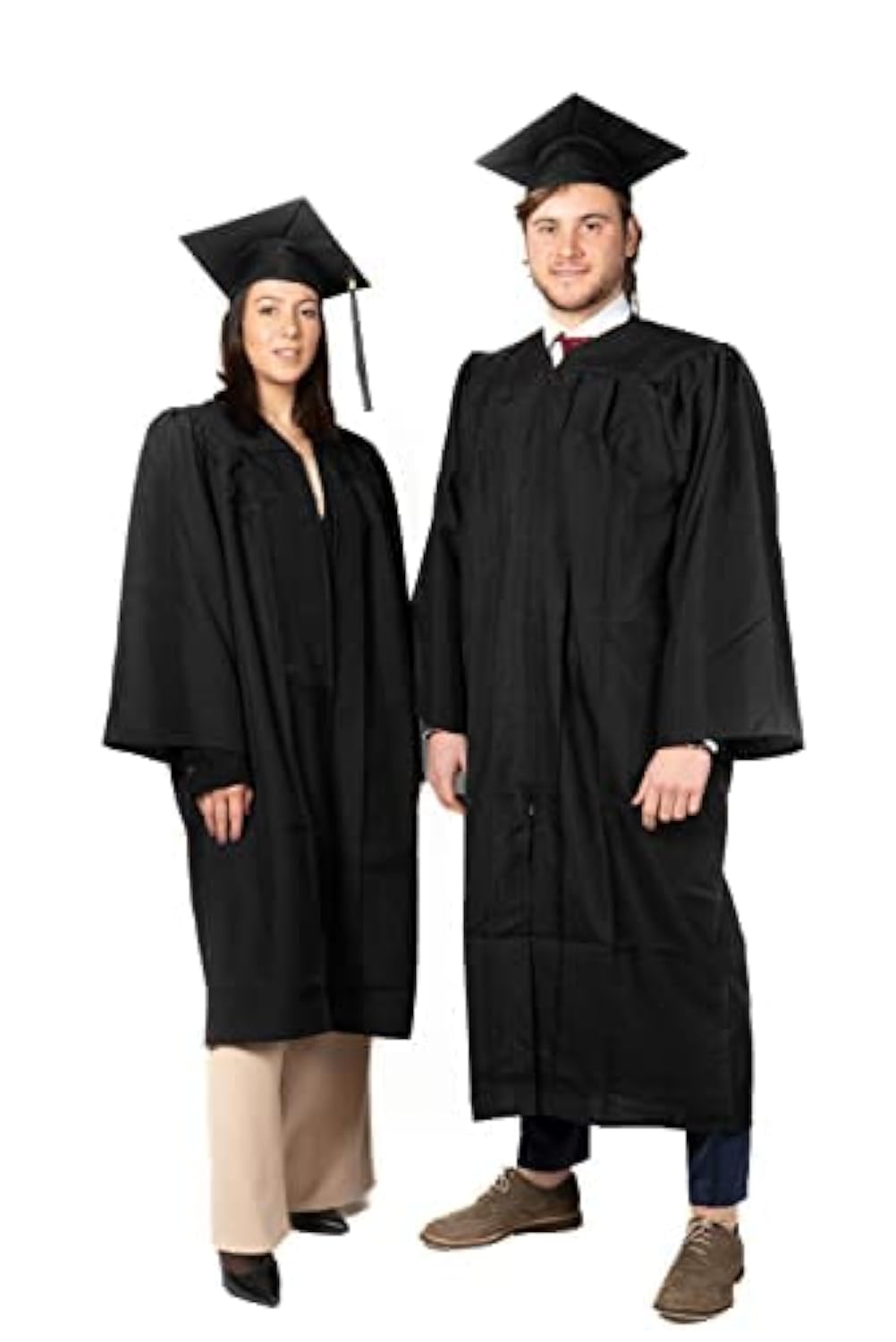 SKÉMATA Graduation Gown and Cap Set for Adults, Tassel Included, Soft Microfibre Fabric, Suitable for All Seasons, Front Zip Fastening, Made in Italy | Easy Size Guide, Unisex, Black