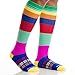 NEWZILL Medical Compression Socks for Women and Men Circulation 20-30 mmHg Best Compression Stockings for Running Athletic Travel Flight Nurses Rainbow