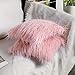 OJIA Deluxe Home Decorative Super Soft Plush Mongolian Faux Fur Throw Pillow Cover Cushion Case (12 x 20 Inch, Blush Pink)