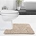 GORILLA GRIP Plush Absorbent Shaggy Chenille Bath Rug Mat for Square Toilet Base with Rubber Backing, Machine Washable Rugs, Soft Microfiber Contour Mats for Toilets, Bathoom Decor, 22.5x19.5, Beige