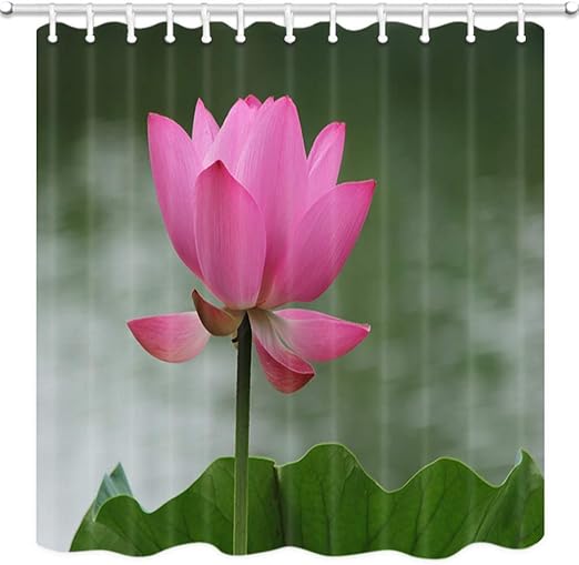 Amazon Com Joocar Bathroom Decor Shower Curtain Pink Lotus Floral Lotus Leaves And Flowers In Summer Pond Home Curtain Sets With Hooks Polyester Fabric Great Gif Home Kitchen