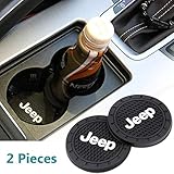 Auto sport 2.75 Inch Diameter Oval Tough Car Logo Vehicle Travel Auto Cup Holder Insert Coaster Can 2 Pcs Pack (Jeep)