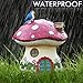 TERESA'S COLLECTIONS 6.9 Inch Mushroom Fairy House Garden Statues, Solar Powered Garden Lights for Outdoor Patio Yard Decorations
