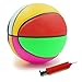 Aoneky Rubber Size 3/Size 5 Basketball - Colorful Rainbow Ball for Kids Aged 3-10 Years Old, Girls Boys Mini Sport Ball Toy, Ball Pump Included (Size 3)