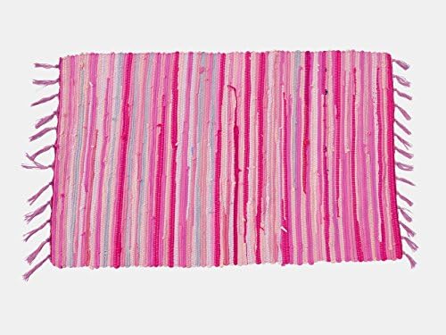 Uniifurn Pink Stripe Rag Rugs for Kitchen, Bathroom, Entry Way, Laundry Room, 2x3'