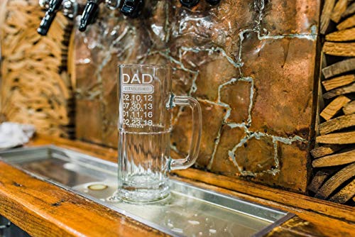 Custom Dad Beer Glass Fathers Day Gift Established Date Pilsner Glass, Pint Glass, Beer Mug with Handle