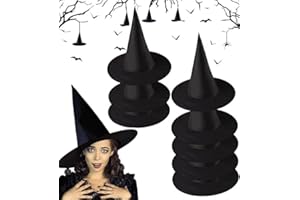 MAITING 8Pcs Floating Witch Hats, Halloween Witches Hats Decor, Floating Porch Indoor Outdoor Hocus Pocus Decor Party Supplies, Black