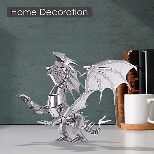 Piececool 3D Metal Puzzle Model Kits- Dragon Flame Metal Building Kit for Adults, Brain Teaser DIY 3D Dragon Puzzles Model Kits for Men, 115 Pcs