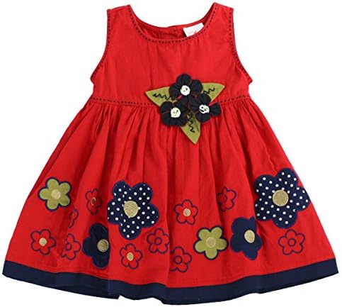 THE SILLY SISSY Infant, Toddlers and Girls Glam Mini Dress Flower Field in Deep Red 7-8