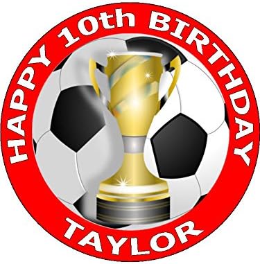7.5 Personalised Football Birthday Party Cake Decoration on Rice Paper [Please use the Amazon buyer messaging system to email us the message for the topper.]