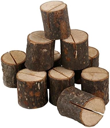 Kanff 10Pcs Wood Tabe Wedding Place Wooden Card Holders Table Number Stands for Home Party Decorations