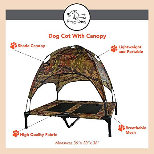 Floppy Dawg Just Chillin' Elevated Dog Bed | Dog Cot Comes with Removable Canopy | Can Be Used Indoors or Outdoors and is Lightweight and Portable | Have Your Dog Chill in Style