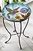 Benzara Deco 79 Console Round Glass Metal Indoor Outdoor Garden Patio Accent Table, Mosaic