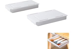 Lot de 2 organiseurs de rangement autocollants sous la table, organiseurs de rangement coulissants, porte-stylos minimalistes